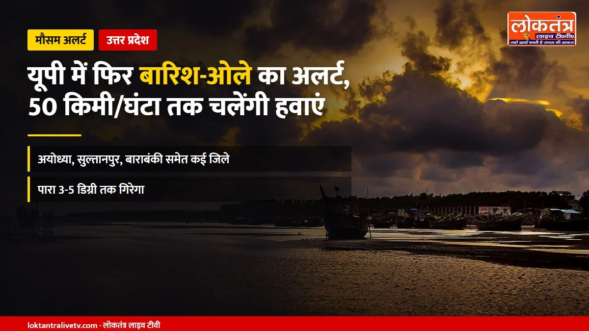 UP Weather: यूपी में फिर बारिश-ओलों का अलर्ट, अयोध्या-सुल्तानपुर समेत कई जिलों में चलेंगी तेज हवाएं