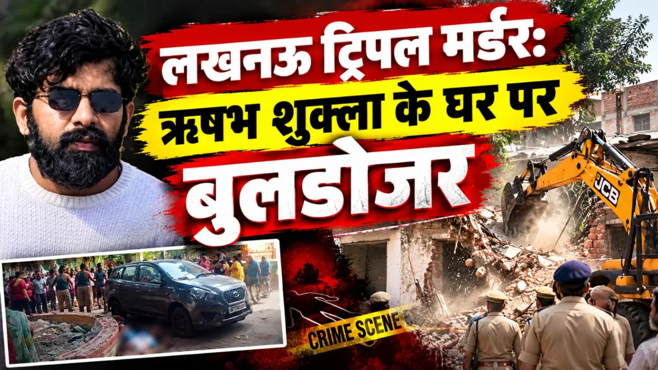 लखनऊ ट्रिपल मर्डर केस: ऋषभ शुक्ला के घर पर चला बुलडोजर