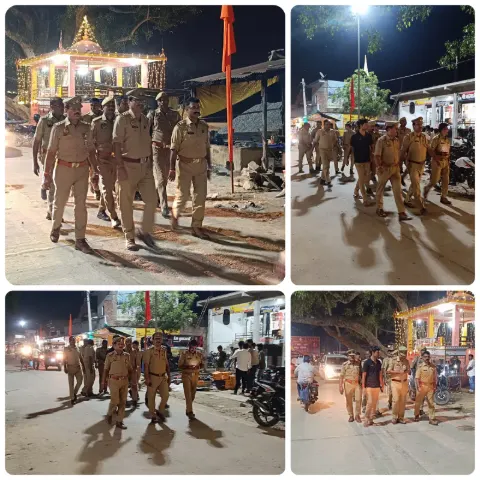 दुर्गा पूजा की सुरक्षा को लेकर धम्मौर पुलिस अलर्ट, भाईं बाजार में निकाला फ्लैग मार्च