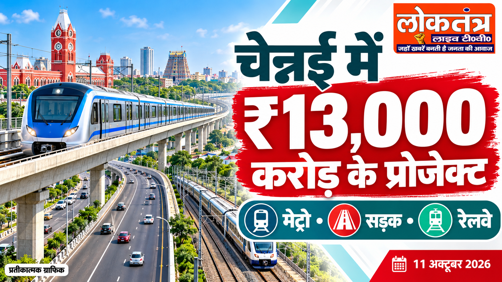 चेन्नई में 13 हजार करोड़ रुपये से अधिक की परियोजनाओं का कार्यक्रम, मेट्रो और सड़क संपर्क पर जोर