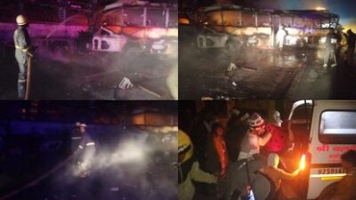 यमुना एक्सप्रेसवे पर भीषण हादसा: तेज धमाके के बाद बस-कारों में आग, 13 की जिंदा जलकर मौत