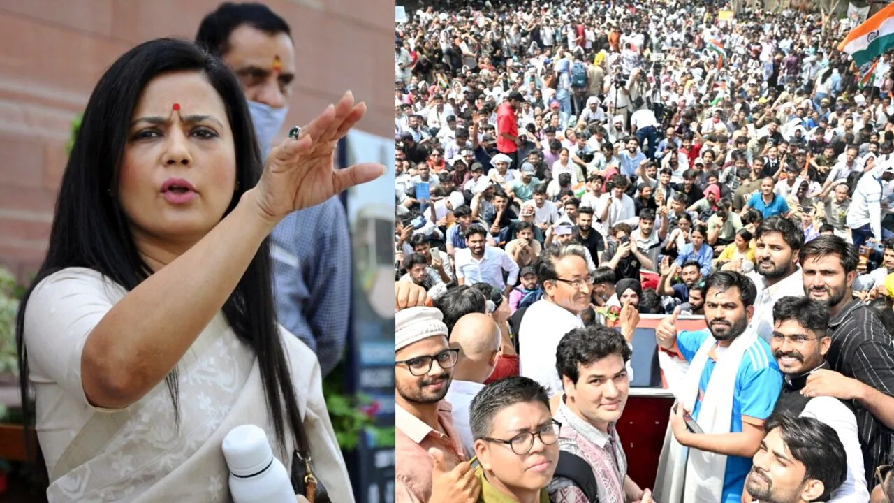 कॉकरोच जनता पार्टी के प्रदर्शन को महुआ मोइत्रा का समर्थन, जंतर-मंतर पहुंचकर बोलीं- 'बच्चों के खून से राजनीति बर्दाश्त नहीं'