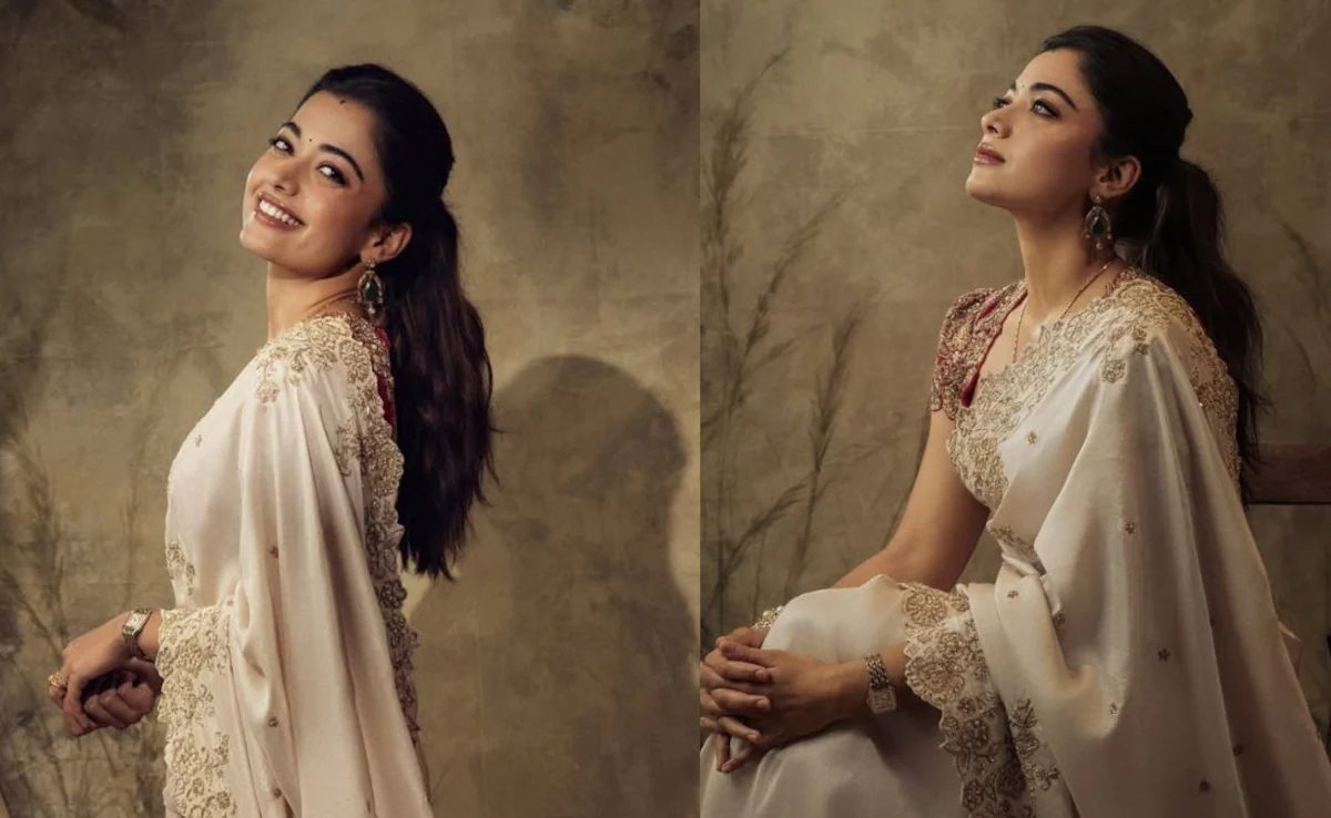 Rashmika Mandanna Saree Look: 1.68 लाख की साड़ी में रश्मिका का शाही अंदाज! क्या आपने देखा ये नया अवतार?