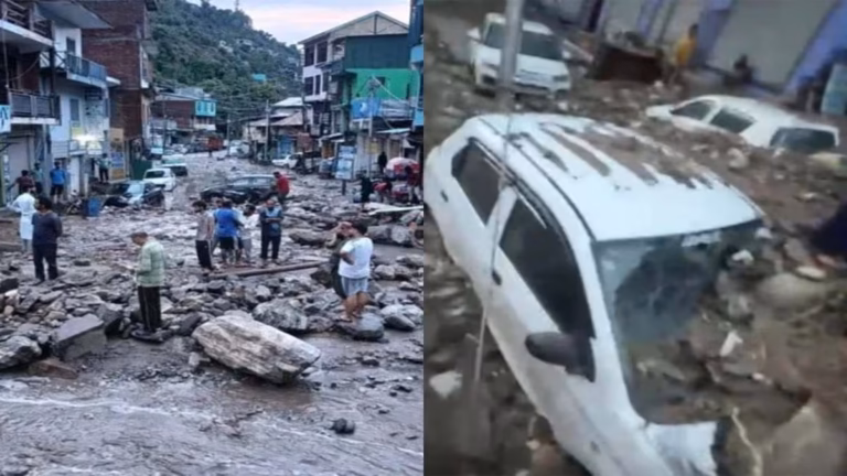 J-K: डोडा में लैंडस्लाइड और फ्लैश फ्लड से भारी तबाही, मलबे में दबे वाहन, दुकानें और मकान